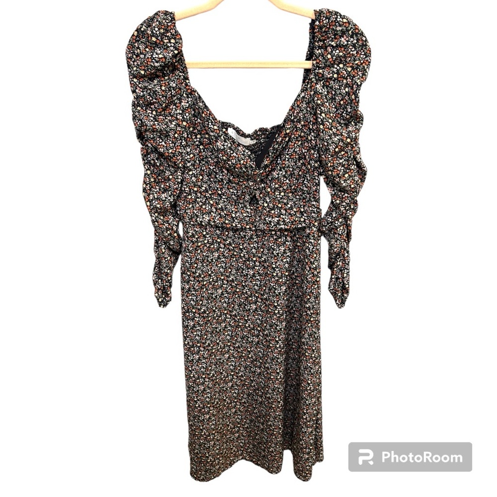 ASTR the Label Floral Long Sleeve Midi Dress Cutout detail size large H0575